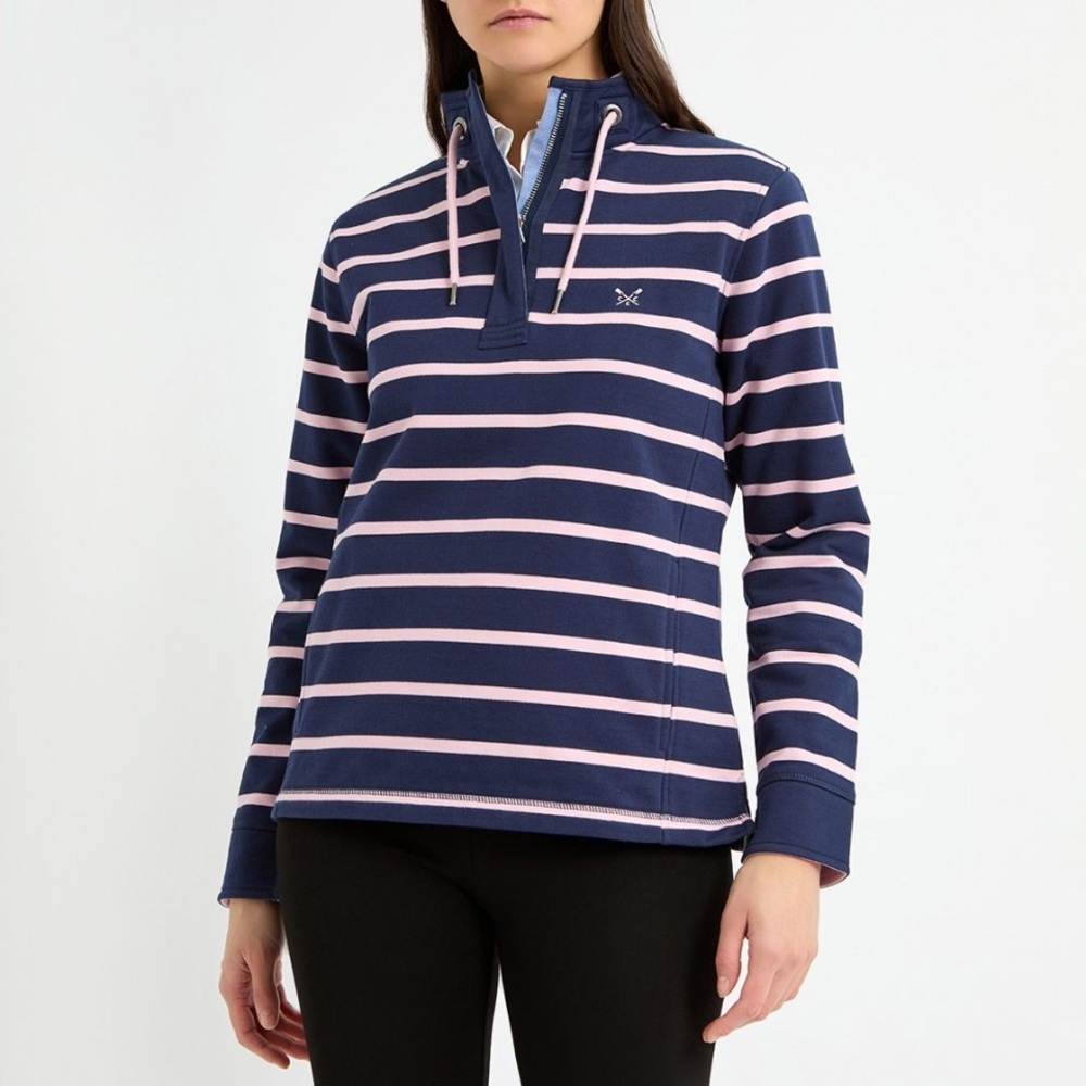 Crew Clothing - Women’s, Striped L/S, Sweater, Sweatshirt, Navy/Pink, Sz L
